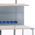 Worktable set 1500x800 with Shelf, Perfo panel, 10 bins, Drawer, Lighting