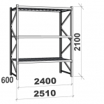 Laoriiul põhiosa 2100x2400x600 300kg/tasapind,3 tsinkplekk tasapinda