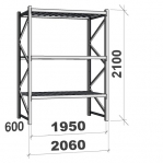 Laoriiul põhiosa 2100x1950x600 440kg/tasapind,3 metalltasapinda MAXI
