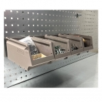 Rail For Plastic Bins On perforated Panel 555 mm with 4 bins 250x148x130mm gray
