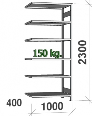 Laoriiul lisaosa 2300x1000x400 150kg/riiuliplaat,6 plaati