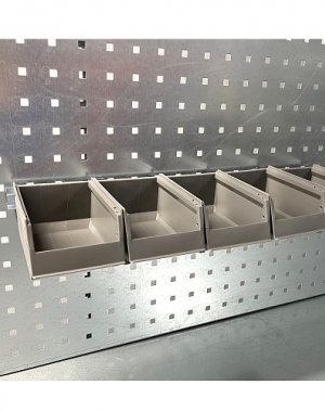 Rail For Plastic Bins On perforated Panel 555 mm with 5 bins 170x105x75 Gray