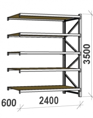 Extension bay 3500x2400x600 300kg/level,5 levels with chipboard MAXI